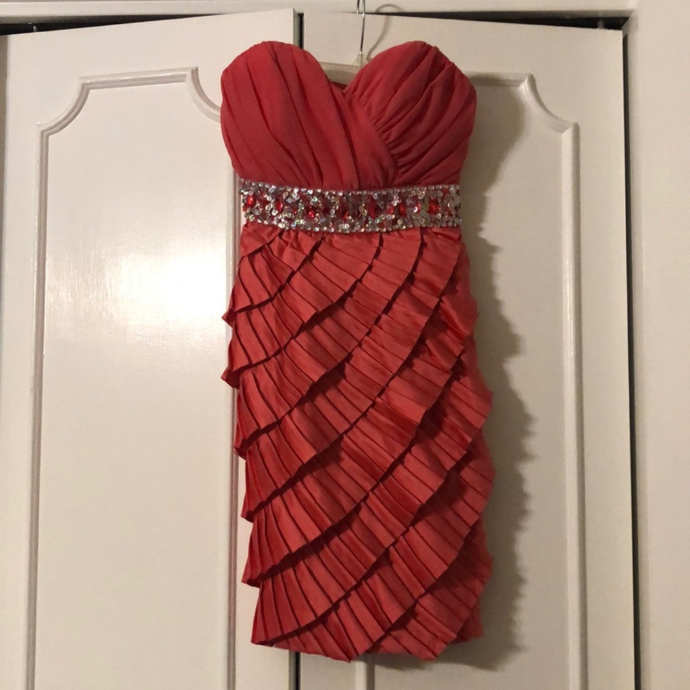 Peach/pink semi formal embellished dress